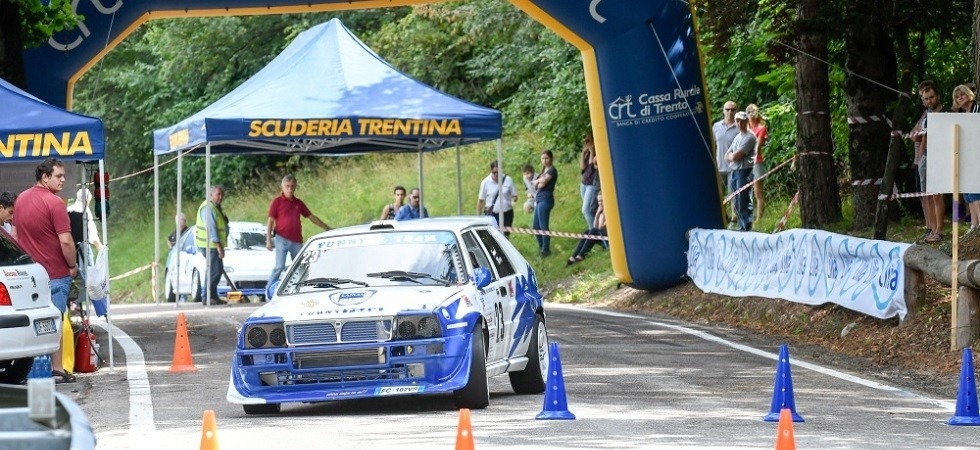 Franco Giacomazzi (Lancia Delta Evo Proto), undicesimo assoluto, in azione nel 2016 (foto Andrea Dalmonech)